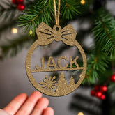 Personalised Christmas Bauble By KreateSquare 950 GSM Double Sided Glitter Xmas Tree Decoration Custom Name Baubles - Flower Xmas Tree Design